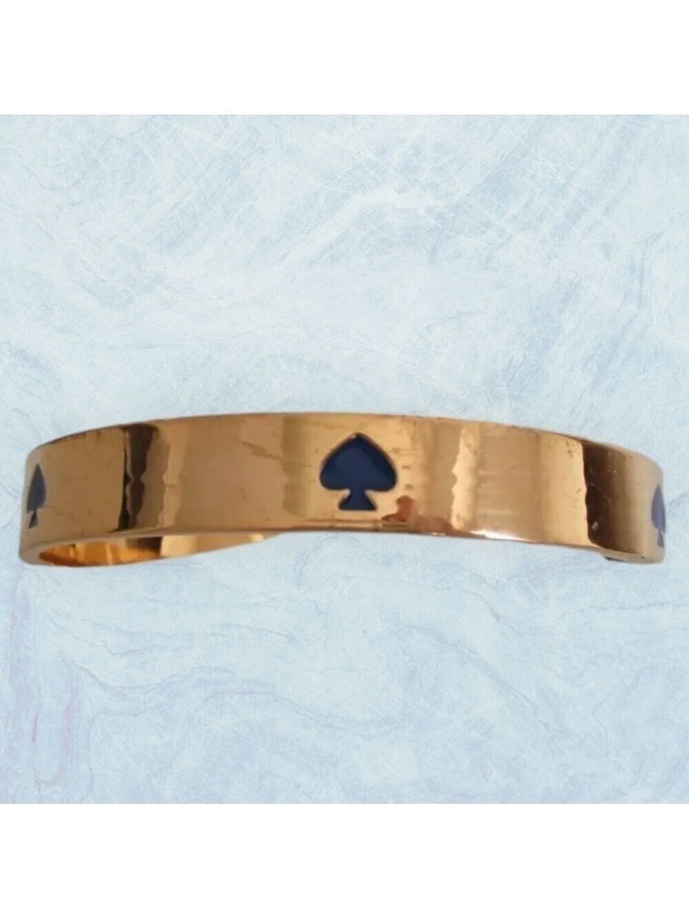 Kate Spade Gold Tone Royal Blue Enamel Spade Logo Bangle Vintage 0037 - Picture 4 of 6